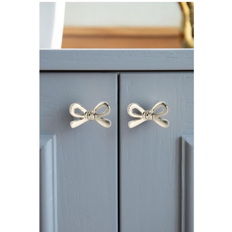 Perilla Home Set of 6 Chrome Bow Knobs - Decorative Flower Knobs - for Room, Kitchen, Cabinet, Hardware, Cupboard, Door, Knobs, Dresser, Wardrobe, Closet and Drawer Pulls - Image 4
